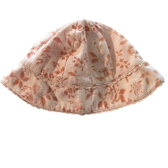 Janie and Jack Floral Print Kids Hat - Peach - Picture 1 of 5